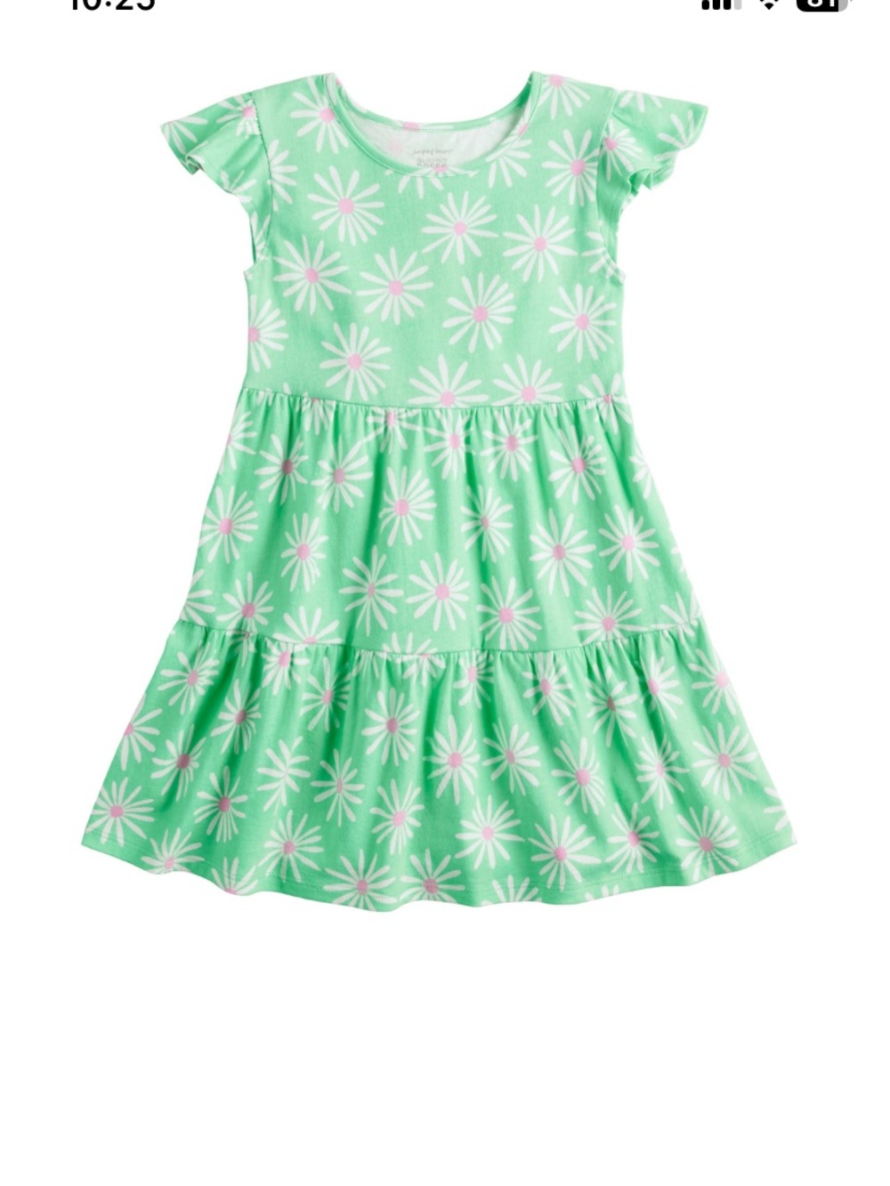 jumping beans Mint Green Daisy Print Dress with Pink Centers